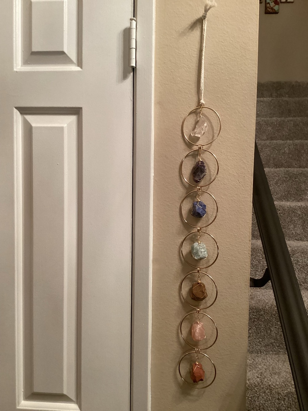 Ring Hanging Crystal Wall Decor with Multicolored Stones